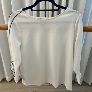 Chico's White Blouse with Black Trim